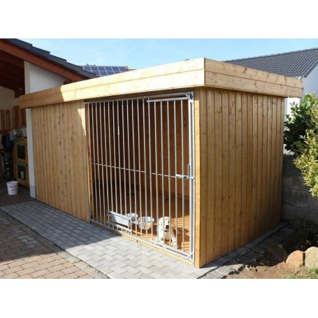 VILLA FLACHDACH Caseta Nórdica 4 x 2 para perros con techo plano y puerta