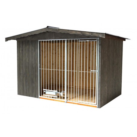 Caseta Nórdica para perros Gris Grafito con techo a dos aguas