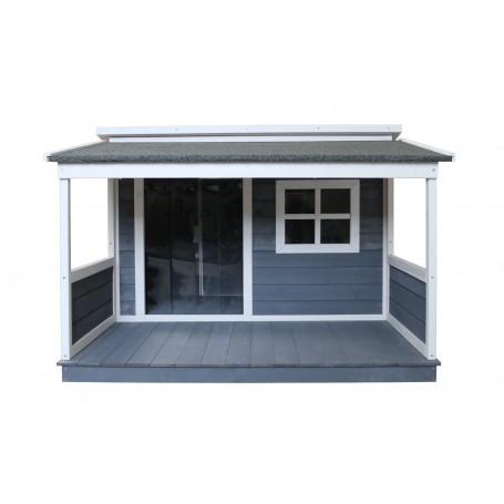 Caseta de madera para perros con porche Terraza