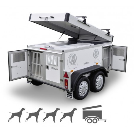 Remolque para perros THERMO 3 TANDEM con tapa | Doble eje Isotérmico