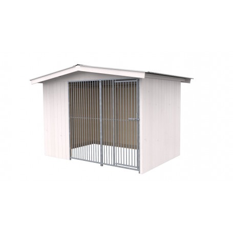 Caseta Nórdica para perros Color blanco 2x3 con techo a dos aguas