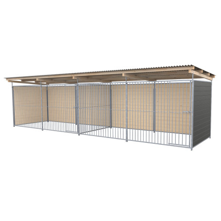 Caseta doble para Perros 2x6 madera nórdica color gris oscuro