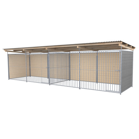 Caseta doble para Perros 2x6 madera nórdica color gris claro