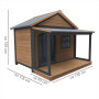 LUXUS HUNDE HAUS - Caseta de madera para perros con porche y techo a dos aguas