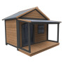 LUXUS HUNDE HAUS - Caseta de madera para perros con porche y techo a dos aguas