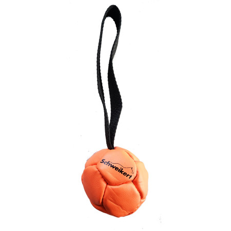 Pelota de Cuero/Piel 8cm con Cuerda Rellena de silicona naranja