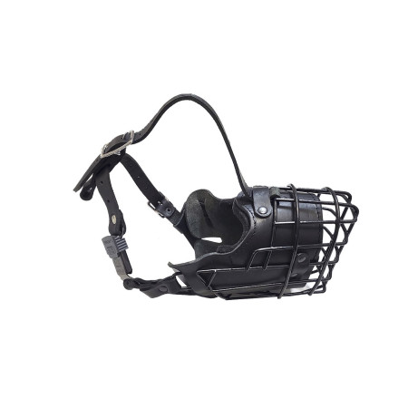 DRAHTMAULKORB M | Bozal Fuerte de cuero y alambre Negro