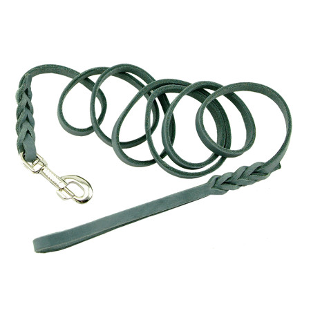 FETTLEDER GRAU | Correa de Piel trenzada para perros Gris de 11mm