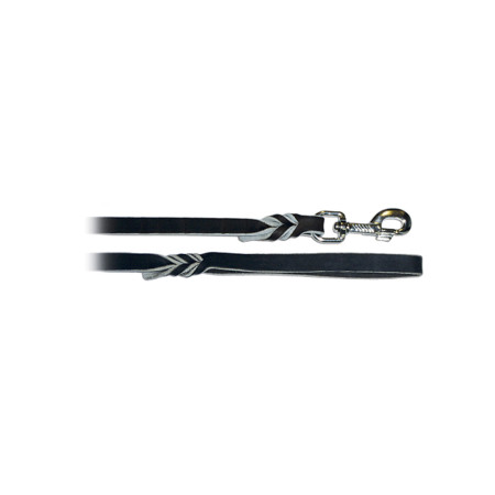 BREIT S | Correa para perros de piel Negra trenzada (16mm) - MOSQUETÓN PLATA