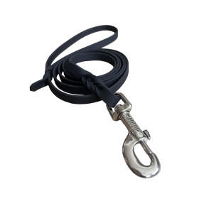 BLACK | Correa Biothane negra para perros 12 mm con asa | Resistente