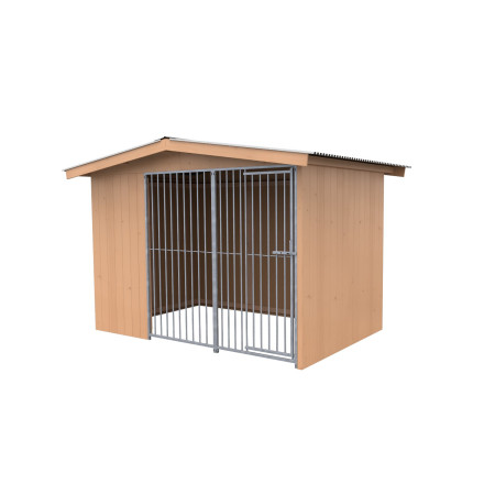 VILLA | Caseta de Madera Abeto para perros | Techo a dos aguas 2x3