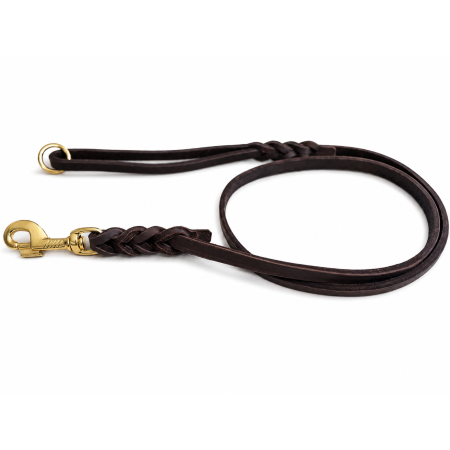 Correa de piel engrasada Fettleder 120cm - Mosquetón Dorado y Anilla