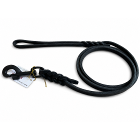 correa de perro fettleder cuero negro mosquetón negro