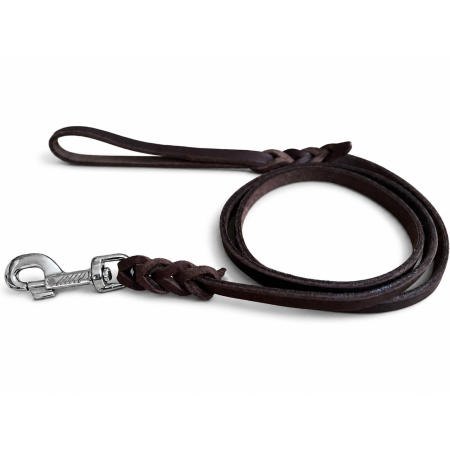 correa de perro fettleder cuero marrón 11mm