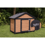 Caseta grande para perros Luxus Hunde Haus con terraza y puerta trasera grande