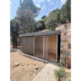 Caseta Villa para perros techo plano de madera abeto
