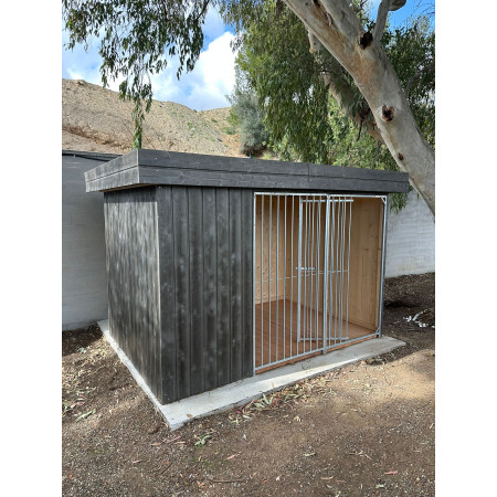 Caseta Villa para perros techo plano de madera abeto 2x3