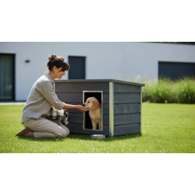 Casa de exterior de madera Azul para perros de razas Medianas o Grandes