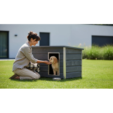 Casa de exterior de madera Azul para perros de razas Medianas o Grandes