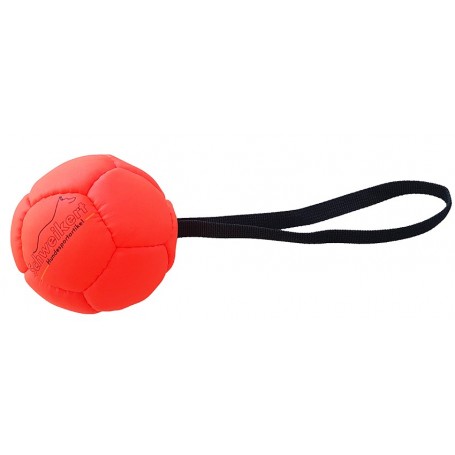 Pelota de Cuero/Piel 8cm con Cuerda Rellena de silicona roja