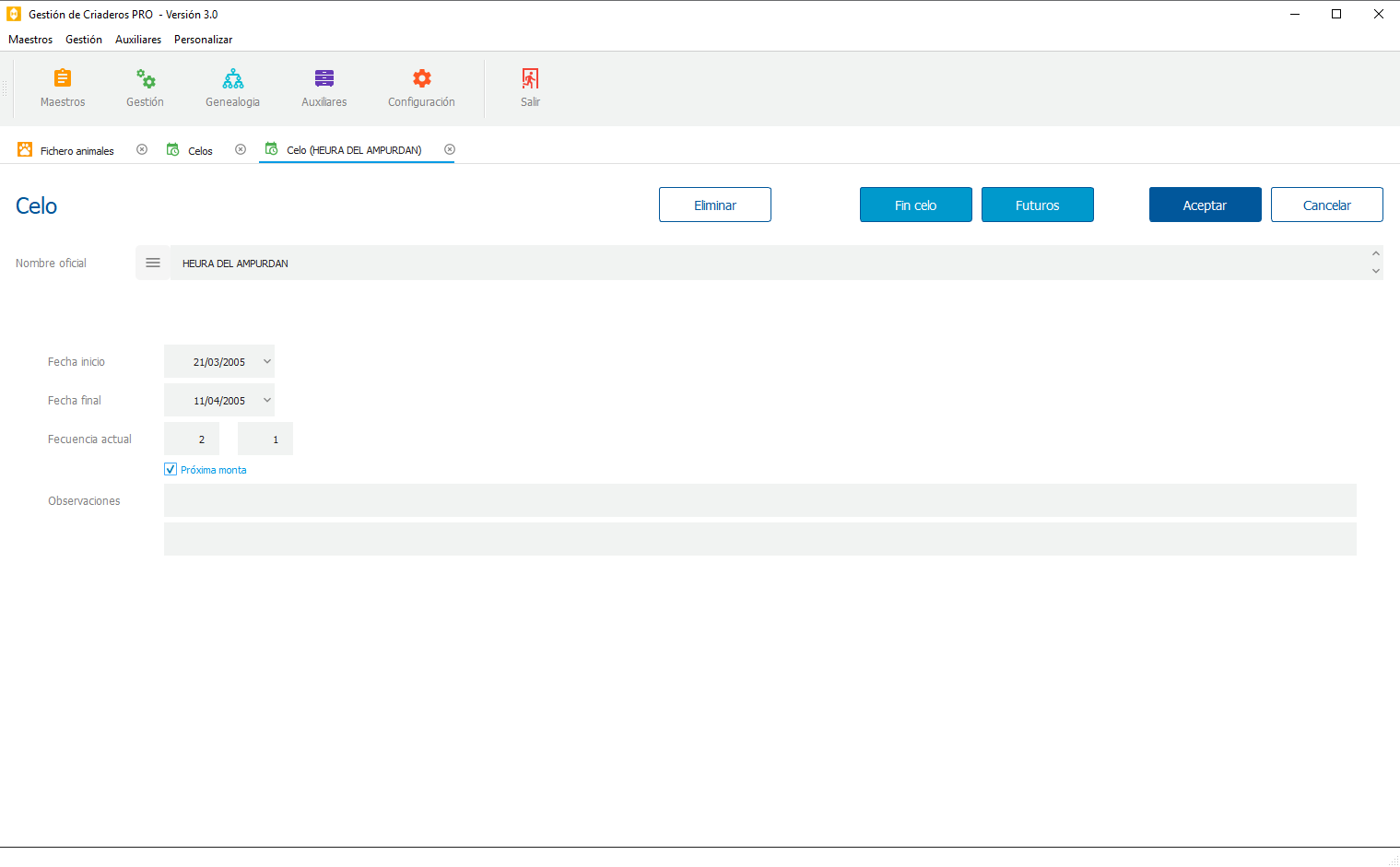 Gestión de Celos y Partos GC Pro